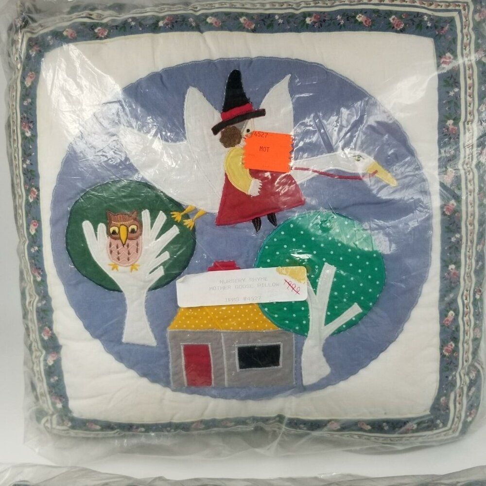 Vintage Mother Goose Yield House Quilted Patchwork Pillow Nursery Rhyme New